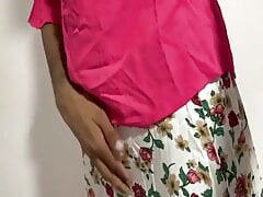Sri Lankan Sissy crossdresser in skirt