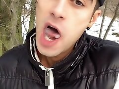 Cum play on tongue and swallowing load from 23 yo bisex boy