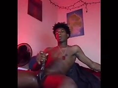 Ebony Big Dick Teen wanks his nice cock until cum