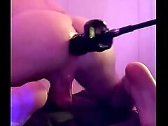 Getting pounded by a fuck machine with fat dildo