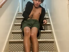 Masturbating With Dirty Sock And Showing Ass Off At Staircase