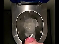 Guy cums in train toilet