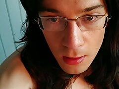 Femboy twink jerks off and begs for daddy's cock