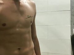 cute boy masturbating in the shower