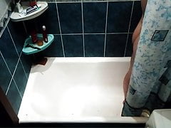 Hidden camera, guy jerking off in the shower)