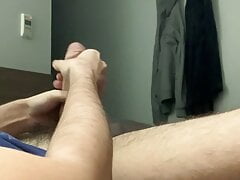 Jerking off with two hands with explosive cumshot