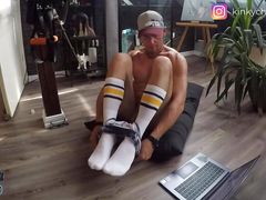 KinkyChrisX jerking off in white knee socks - full clip uncut - 4K