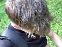 Step brother suck my big cock on the way to school