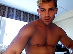 Muscle blonde big cock jerks off