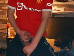 Young Boy In Adidas Tracksuit, Nike Briefs Football Top Cums His Load
