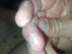 Cum petrified by the super glue injected into the dick.