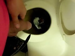 Twink piss on the airplane toilet - thick soft uncut cock