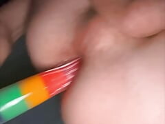 Hprny twink is testing his toy until prostate orgasm and cumshot