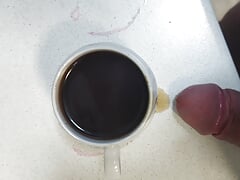 Coffee garnished with sperm HOT