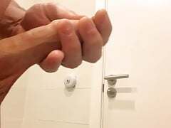 Very hard cock masturbation in the office bathroom, playing with my sex penis
