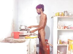 Hot boy Rajeshplayboy993 Cooking video part 2. Fingering in the ass, masturbating big nice cock