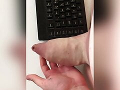 comparing thick cock with keyboard