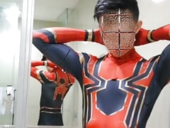 Gay Chinese Muscle Dressed Superman Solo In Tolet Sucks Cock