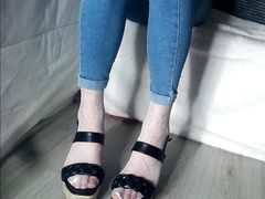 Sissy in black high heels feet