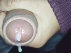 Slow motion - Thick cum leaking out of my cock