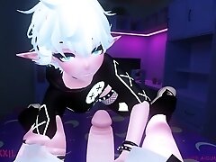 Cute horny femboy crawls out from under edgy twinks bed and SUCKS him DRY (CUMSHOT) (DEEPTHROAT)