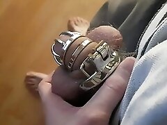 Horny twink showing off chastity