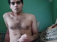 French Indian twink wanking his big cock on cam
