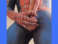 Spidermans cock and Spiidersmans cumshot cosplay Spidey's Web's