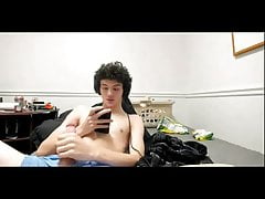 curly haired amateur twink jerking off