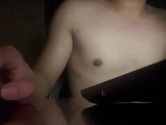 Young man handsome muscle singe cum suck body