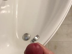 Squirt piss with hard cock in my bath