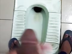 Young sexy gay boy masturbation in toilet