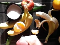 Hot man fap on fruits and cuming