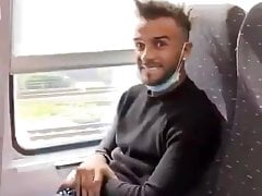 Hot Guy jerking in train for Girlfriend