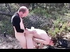 2 twinks & daddy outdoor fun