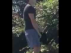 Jerking off in front of his friends outside