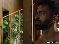 Local mountain man Adam Ramzi restrains twink gay Troye Jacobs and submits him in hot foreplay before fucking.