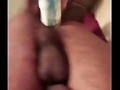 Fucking my teen bussy on my side with 11inch horsecock dildo