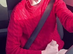 Young twink Craig Kennedy wanks his big cock in the car