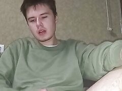 Sexy twink jerking big hairy cock