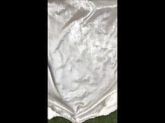 Satin chemises gets wet, cum and messy under the rain