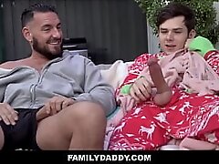 FamilyDaddy - Cute Step Son &amp_ Hunk Step Dad Family Fuck After Jerking Off Together - Dakota Lovell, Derek Allen