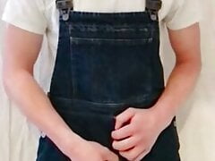 Wank in Overall ( Jeans Overall) andCum twice