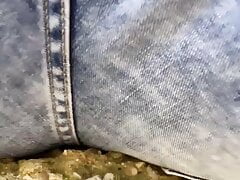 Middle eastern twink wet fart with his sweaty ass in jeans outdoor